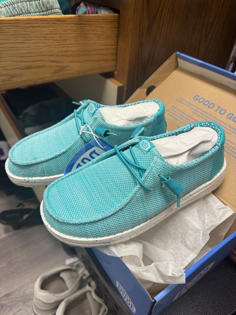 Hey Dude Women's Turquoise/Teal Casual Slip-On Shoes